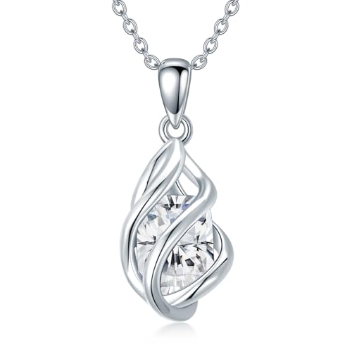 Seiyang 925 Sterling Silver Crystal Necklaces for Women April Birthstone Necklaces Apr Birthday Jewellery Gifts