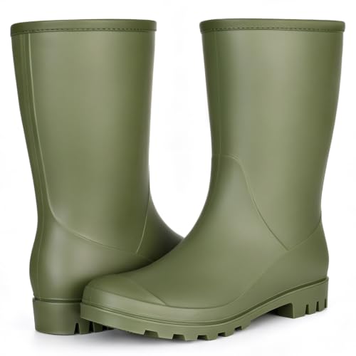 Image of Asgard Women's Mid Calf Rain Boots Waterproof Garden Shoes Slip on Rubber Boots