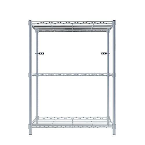 Image of 3-Shelves Wheels Heavy Duty Steel Storage Rack | Multipurpose Shelving Unit for Kitchen, Home & Utility | Grey, 3 Shelves Wheels