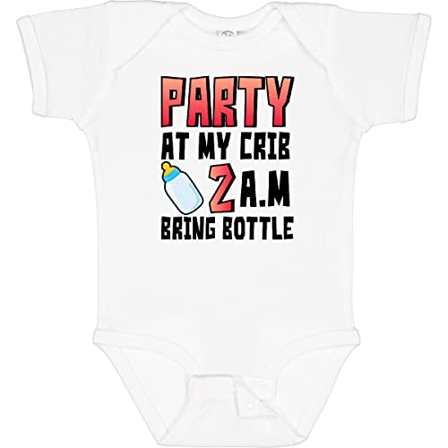 inktastic Party At My Crib 2 a.m. Bring Bottle Baby Humor Baby Bodysuit