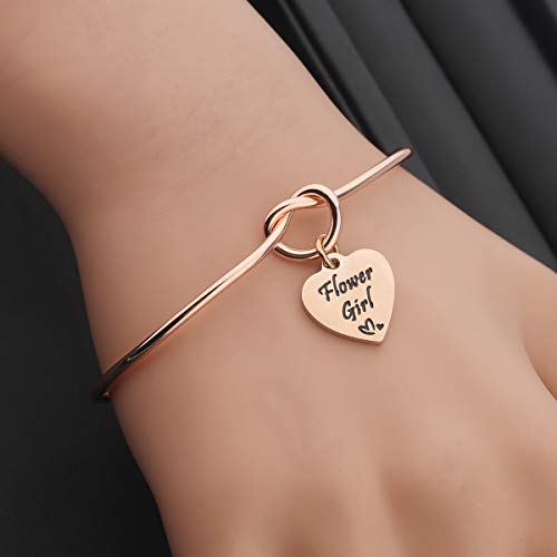 FOTAP Wedding Gift Flower Girl Bangle Love Knot Bracelet Flower Girl Jewelry Gift for Bridesmaid, Mother of The Bride4