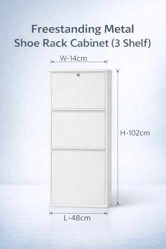 Image of Shoe Rack, Wall Mounted and Freestanding Metal, Multiple Shelf Options, White and Black (White, 3)