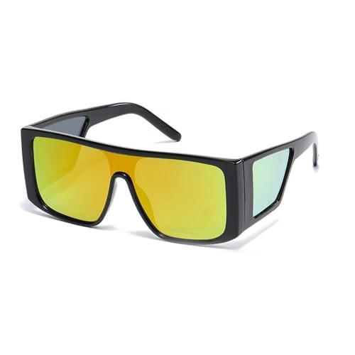 HYYZZC Gafas de sol de moda de una pieza para mujer, gafas de gran tamaño para mujer, gafas de sol punk para hombre, UV400, negro, rojo, espejo, talla única