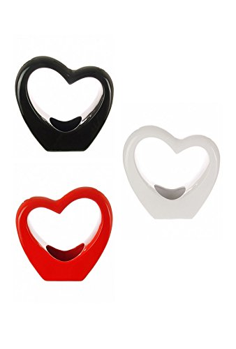 Vasetto A Cuore In Porcellana Lucida Homestreet - Ornamento Da Tavolo - Rosso, 16x16 Cm - Regalo Elegante Per Casa E Ufficio