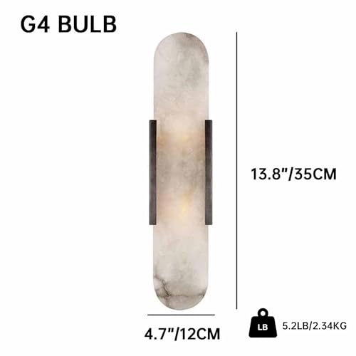 Image of Natural Alabaster Wall Sconces Set of 2 Marble Wall Lamp Bathroom Vanity Light Fixtures Alabaster Sconce Lighting White Stone Wall Mount Lamp for Bedroom Living Room Hallway Stairs Kitchen