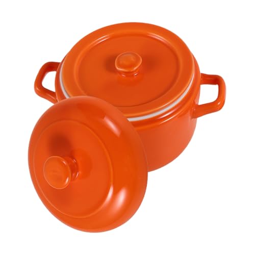 Zerodeko con Tapa y Asas Dobles Olla para Guisos de Resistente al Calor para Cocinar al Vapor Hornear y Cocer al Baño María para Porciones Individuales