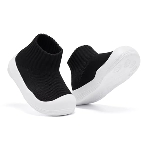 Image of Eashi Baby Boy Girl Non-Skid Indoor Infant Walking Shoes Breathable Warm Elastic Sock Shoes with Memory Sole Protect Toes Outdoor Sneakers