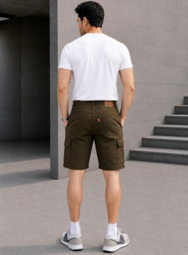 Image of Men's 100% Cotton Rich Straight Fit Solid Shorts with Side Pockets | Casual Summer Half Pants with 6 Pockets | Comfortable Mid-Rise Cotton Shorts