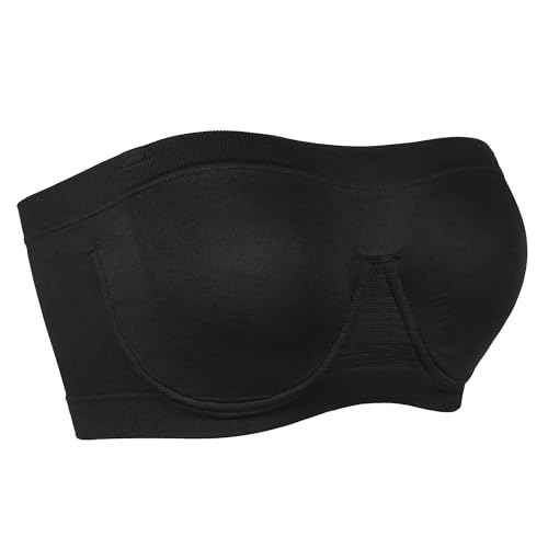 Image of Lemorosy Women's Invisible Bandeau Without Padded (M, Black)