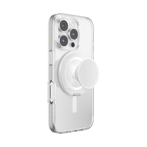 Image of PopSockets Kick-Out Grip for MagSafe, Adjustable Kickstand for Portrait or Landscape, Magnetic Stand, White - Glossy White