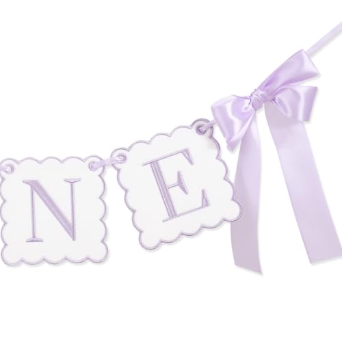 Purple Bow Themed "One" High Chair Banner - Girl 1st Party Decoration,Embroidered Highchair Banner, First Party Cake Smash Prop for Women Baby Shower High Chair Decor by Kaniwati - Image 7
