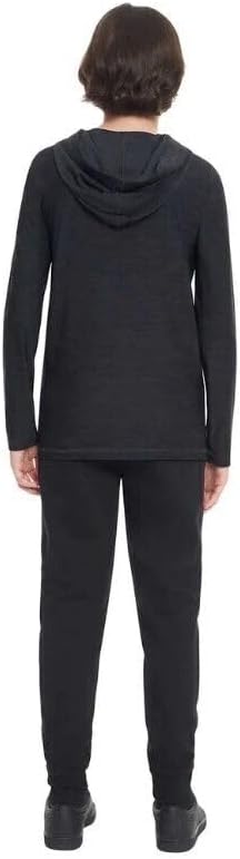 PUMA Boys Long Sleeve Tees, 2 Pack, 1 Regular, 1 Hooded (US, Alpha, Large, Regular, Black/Blue)