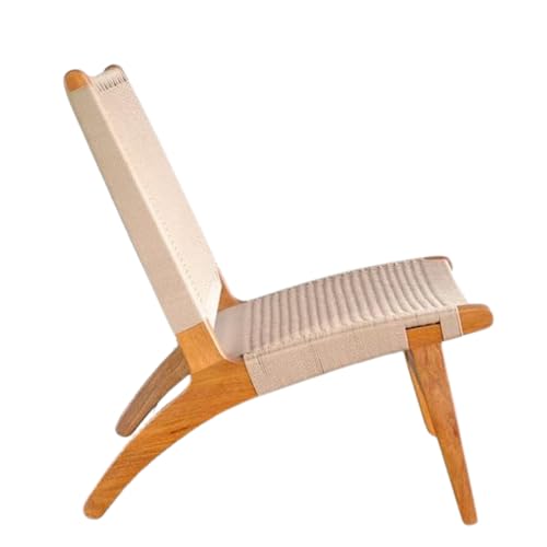 Premium Solid Wood Lounge Chair with Handwoven Rope Seat & Backre...