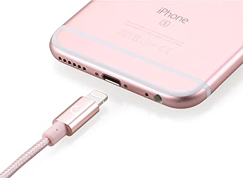 Volts Apple Mfi Certified Nylon Braided Usb Lightning Cable With Aluminum Case And 8-Pin Connector, 3.3 Feet (1 Meter) - Rose Gold #TOP3