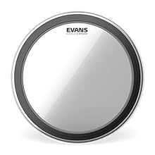 EMAD SYSTEM– The Evans Clear Bass Drum Head has an externally mounted adjustable damping system to control the attack and focus of the drum head by choosing one of two removable foam rings The 20” drum head has an outer ply of 65mil and an inner ply ...
