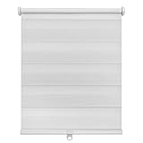 Lichtblick Doppelrollo ohne Bohren, Cordless, Schnurlos, Blickdicht, Springrollo für Fenster Weiß,90 cm x 150 cm (B x L)