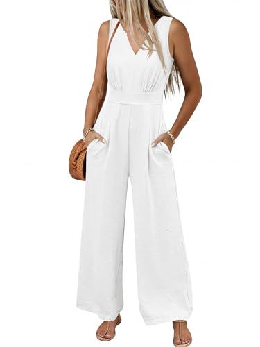ANRABESS Women Jumpsuits 2026 Casual Sleeveless V Neck Wide Leg