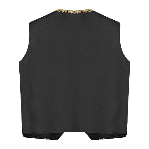 renvena Boys Arabian Prince Vest Kids Halloween Open Front Golden Dressy Waistcoat Party Outfits4