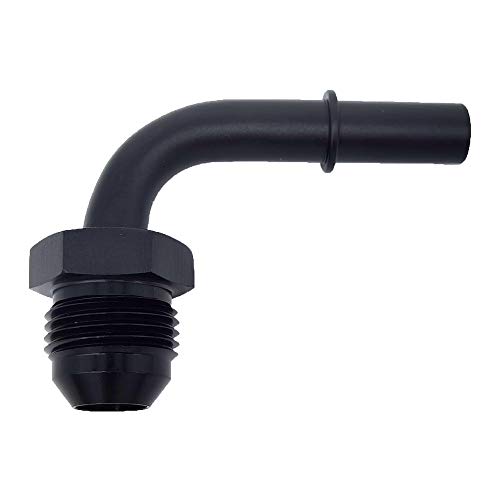 Rac Performance 8AN to 3 8  SAE Quick Disconnect, 8AN Male Flare to 3 8  Quick Connect, Male Push On EFI Fitting Adapter, Aluminum (90 degree - 8AN to 3 8, Black)