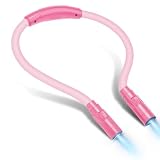 LUXJET Luz de lectura de cuello recargable mejorada, 3 colores ajustables, regulable, manos libres portátil, lectura en cama, manualidades, ideal para amantes de los libros y artesanos (rosa)