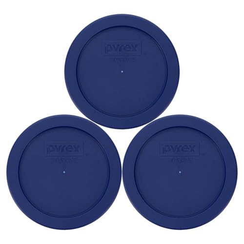 Pyrex 7200-PC 2 Cup Blue Food Storage Replacement Lid (3-Pack) - Made in USA