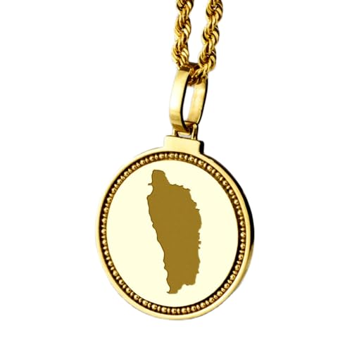 Pendentif carte de la Dominique argent plaqué or cadeau anniversaire