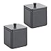mDesign Small Metal Square Bathroom Apothecary Storage Organizer Canister Jars with Lid - Organization Holders for Vanity, Makeup Tables - Unity Collection - 2 Pack - Matte Slate Gray