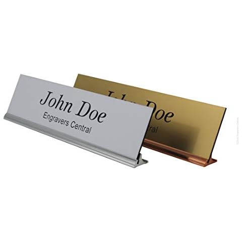 Office Desk or Tabletop Name Plate 8" Holder Base - Fits Standard Size 2x8 Name Plates (Not Included), 2 Color Options to Choose from - Gold or Silver. Cover
