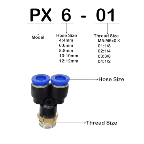 Conectores rápidos neumáticos PX12-02 con rosca de alta precisión un toque 3