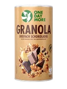 Granola XL-Set, Schoko-Granola mit Himbeeren, Früchte-Granola und dreifach Schokoladig, Reich an Ballaststoffen, Dose, 6 x 450g, 3 x 500g OneDayMore