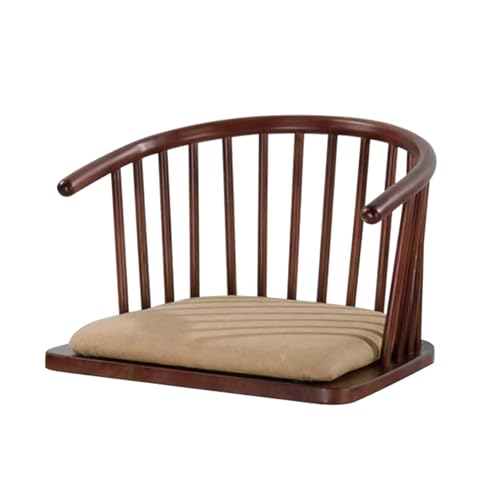 Silla ergonómica con respaldo, almohadilla de asiento de lino y algodón, reposabrazos de madera maciza para juegos y sala de estar, diseño sin patas, elegante y acogedora