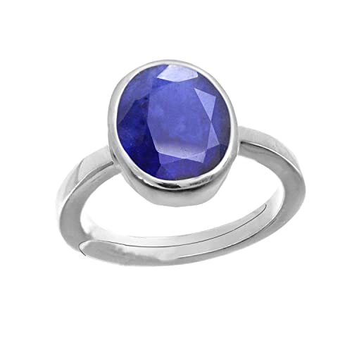 インド製 16.00カラット 地球採掘 Aaa+ 品質 天然ブルーサファイア Neelam Panchdhatu シルバーメッキ 調節可能なジェムストーン リング レディース メンズ (ラボ - 認定)-B0BWNJL8PN
