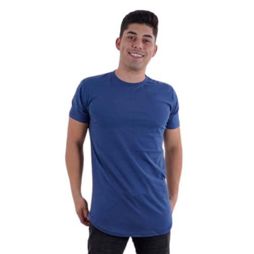 Kit 4 Camisetas Masculina Long Line Cotton Oversize by ZAROC (BR, Alfa, G, Regular, PRETO/MARINHO/CI