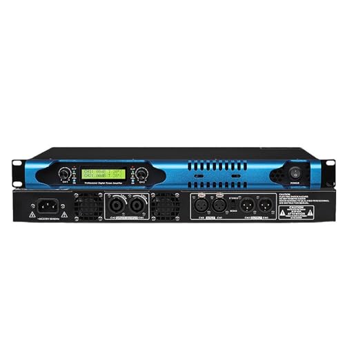 Amplificatore di Potenza Digitale a Doppio Canale 350W x2 ad Alta separazione, Chassis Sottile 1U con dissipatore di Calore per Karaoke, DJ, Performance dal Vivo e Audio da palco.
