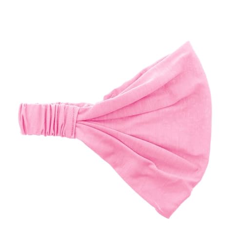 Motique Accessories Wide Cotton Head Band Solid Boho Yoga Style Soft Hairband for Women, Pink