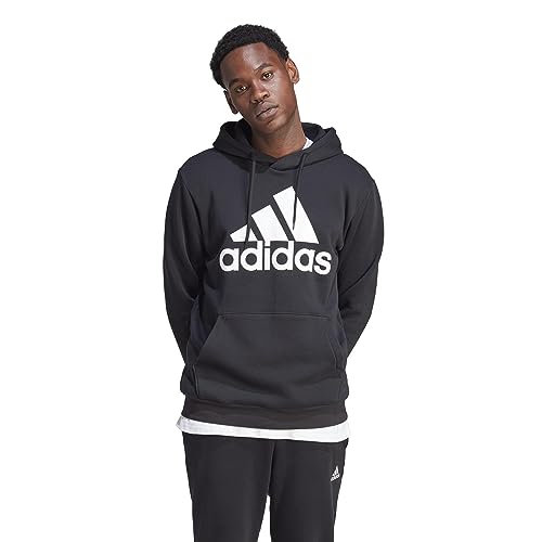Hoodie Adidas Essentials Fleece noir XL avec grand logo thermique