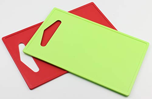 Die schönen Dinge Schneidebrettchen Schneidebrett Brettchen klein spülmaschinenfest schneidfest Kunststoff Plastik stabil rot grün blau weiß 2er Set „EINWEG“-verpackt (rot grün, 2) Cover
