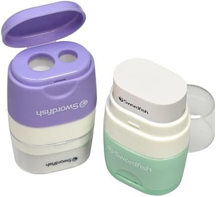 Swordfish ‘Twin Combo’ Pastel Double-Hole Pencil Sharpener and Er...