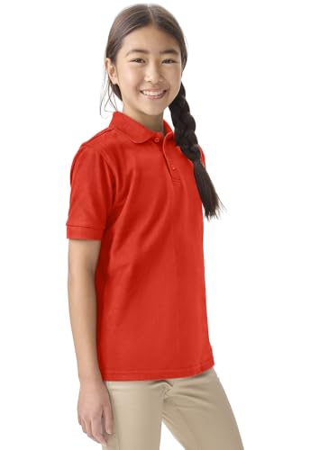 Image of Classroom School Uniforms for Boys and Girls Short Sleeve Pique Polo | Unisex Youth Shirt, Matching Ribbed Collar, Banded Sleeves, Three-button Placket, Comfortable Fit, School Uniform Essential