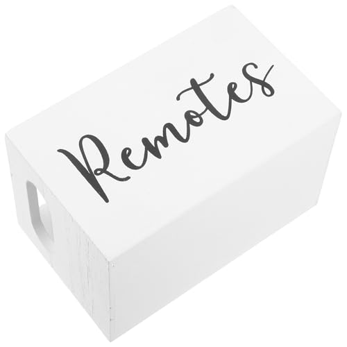 Caja de Almacenamiento para Control Remoto de Madera Blanca con Compartimentos Múltiples, Organizador Rústico para Mesa, Soporte para Mandos a Distancia en Sala, Dormitorio U