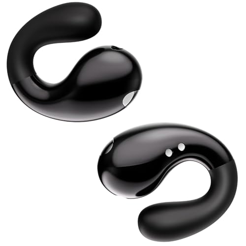 Image of Boytond Ultra Open Ear Earbuds - Ergonomic Clip-On Earbuds, Bone Conduction Over-The-Ear Headphones with Waterproof Design and Secure Fit for Small Ears, Night Black