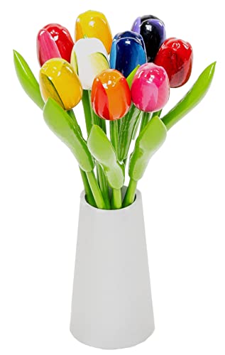 MomoMoments Holztulpen, Holzblumen, Holzdekoration, Holz-Kunstblumen, 9...
