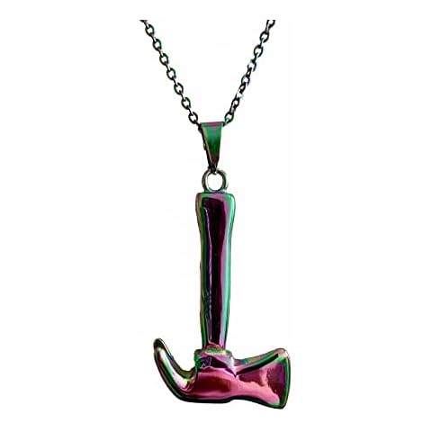 Punk 361L Stainless Steel Metal Firefighter Fireman Fire Axe Hatchet Pendant Necklace, No Gemstone Cover