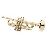 Material: metal Toygogo Modelo De Trompeta De Metal En Miniatura De 9 Cm para 1/6 Decoración De La Sala De Música De La Casa De Muñecas