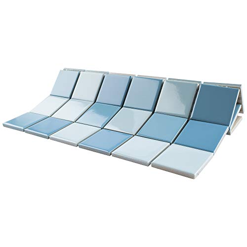 Bt-Pm21 2" X 2" Square Creamy Light Blue Porcelain (Polish Finish) Floor & Wall Tile & Pool Tile Mosaic Tile 11-3/4 In. X 11-3/4 In. X 6Mm (Thickness) 1 Sheet=0.97 Sqt (1 Sheet) #TOP4