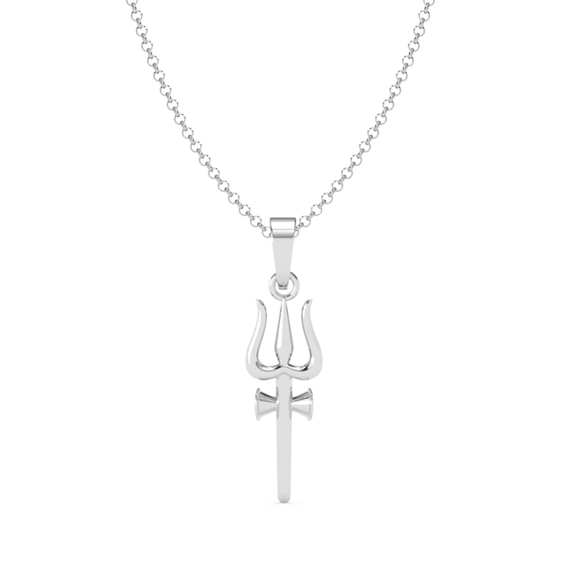 925 Sterling Silver Shiva Trishul Pendant Necklace for Men & Women | With or Without Chain | Platinum Plated-image-46