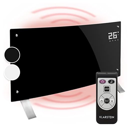 Klarstein Bornholm Curved - Convector calefactor eléctrico , Radiador , 2000W , Protección antisalpicaduras , Modo ECO , Protección sobrecalentamiento , Seguro para niños , Negro