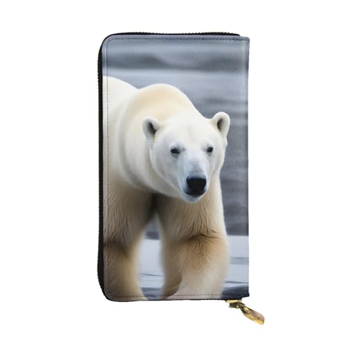 Leather Wallet 7.48 x 4.13 in - Stylish and Durable Wallet for Women with Multiple Compartments and Zipper Design Polar bear Pattern