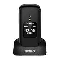 Maxcom MM834 4G Flip Phone Mobile Phone with Dual Screen, SOS Button, Torch, FM Radio and Loud Hands Free Speaker - Includes Desktop Charging Dock