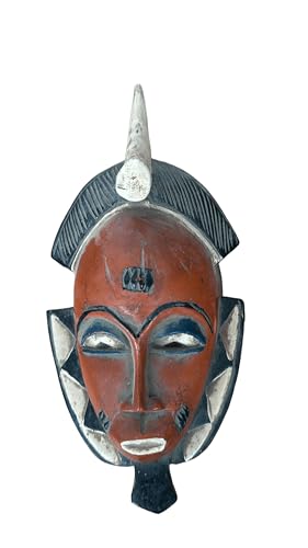 Masque Africain en Bois Rouge pour Salon - Déco Tribale Murale Esprit Voyage